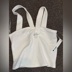 Aqua White Textured Top